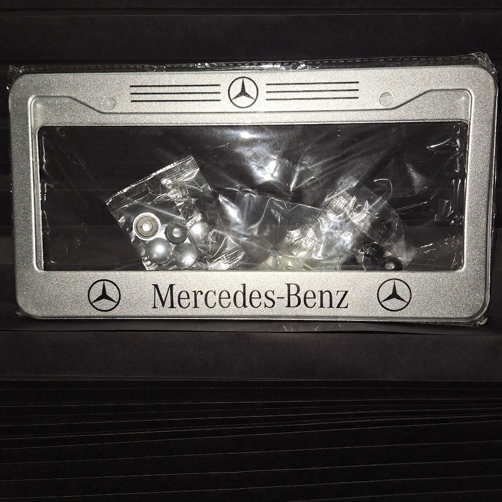Mercedes Benz Silver License Plate Frame Set Of 2